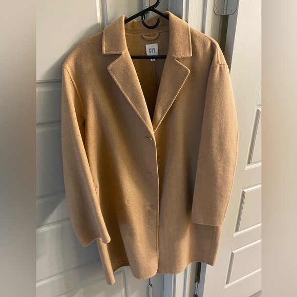 GAP Camel Tan Wool Top Coat Sz Large - Picture 2 of 6